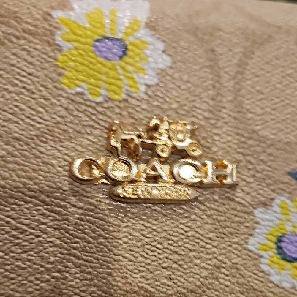 Coach Tan and Yellow Floral Mini Bag - Picture 5 of 5